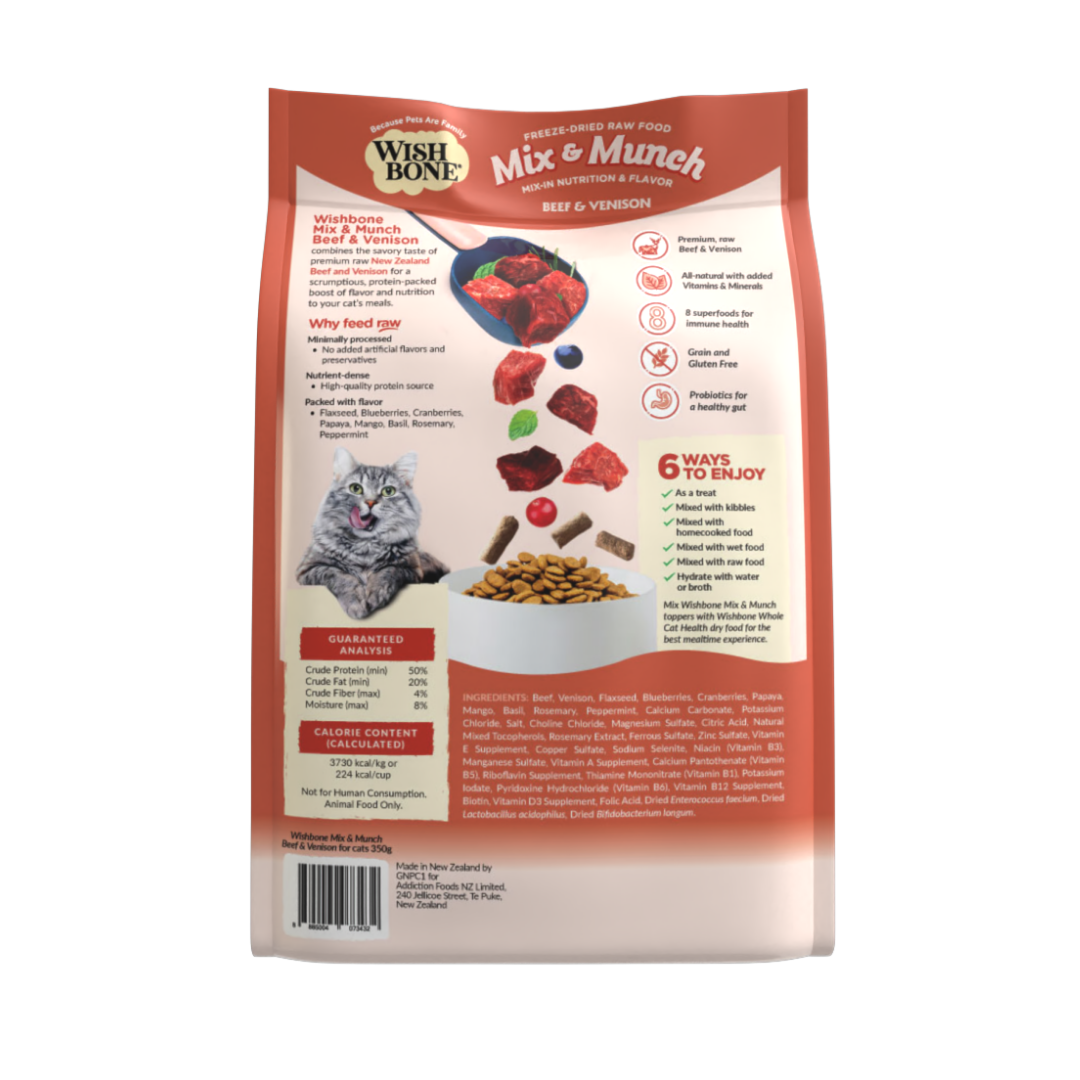 Wishbone 牛肉和鹿肉凍乾貓用生食配料 350g